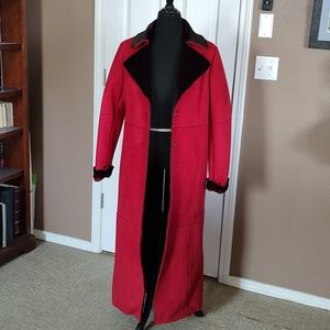 Q.U.E. Faux fur lined suede trench jacket rarely worn non smoking household